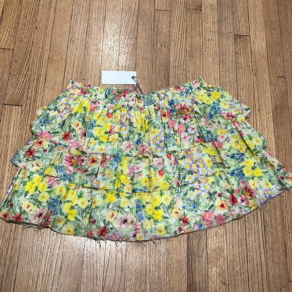 LoveShack Fancy Brynlee Skirt Rainbow Skies floral silk blend NWT - Picture 3 of 13